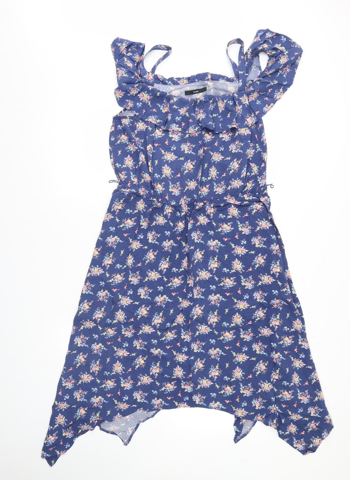 George Womens Blue Floral  Fit & Flare  Size 16