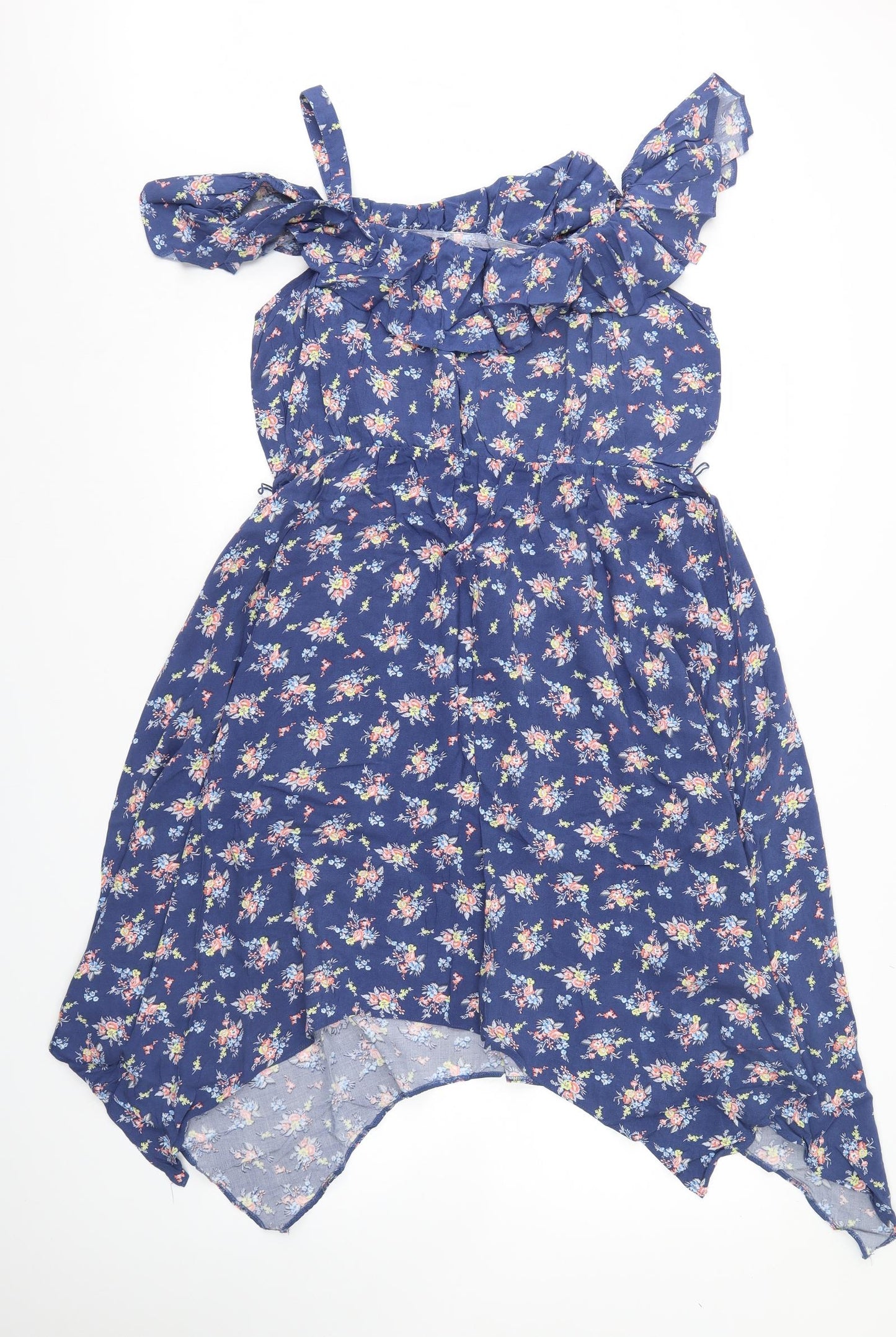 George Womens Blue Floral  Fit & Flare  Size 16