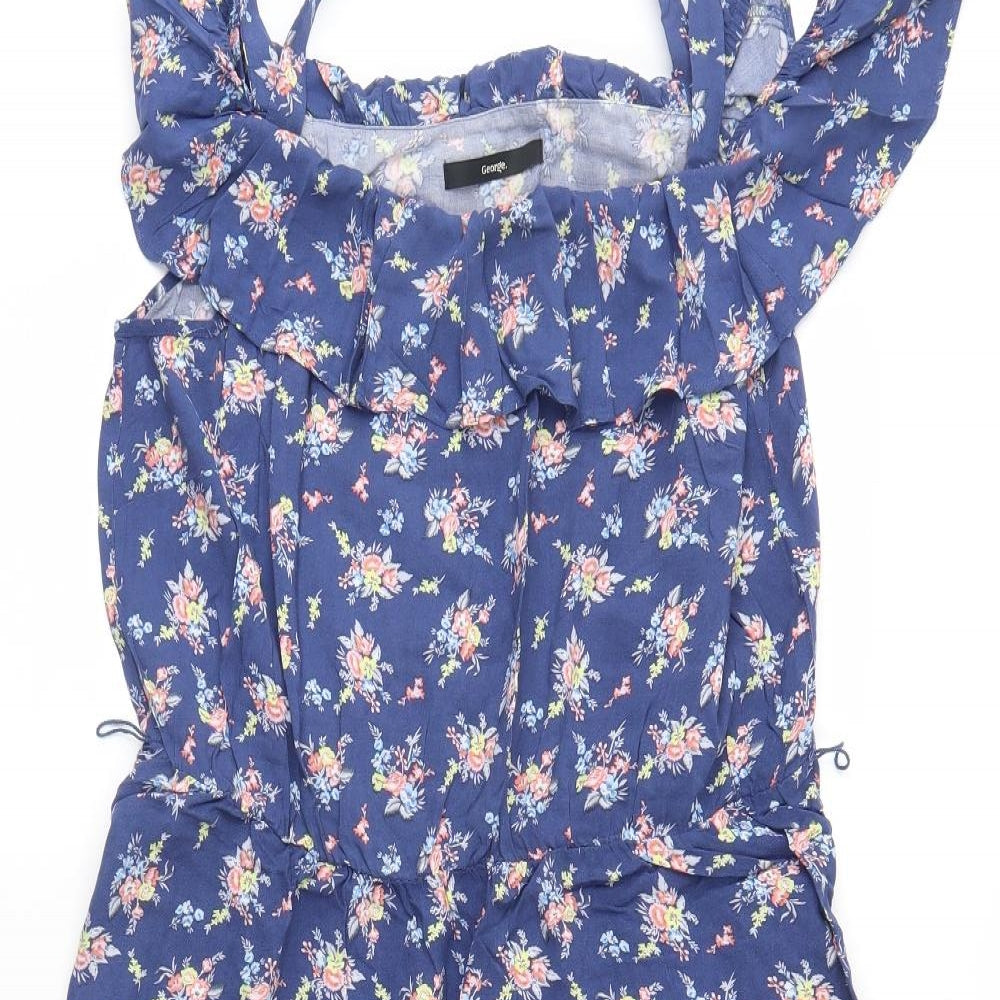 George Womens Blue Floral  Fit & Flare  Size 16