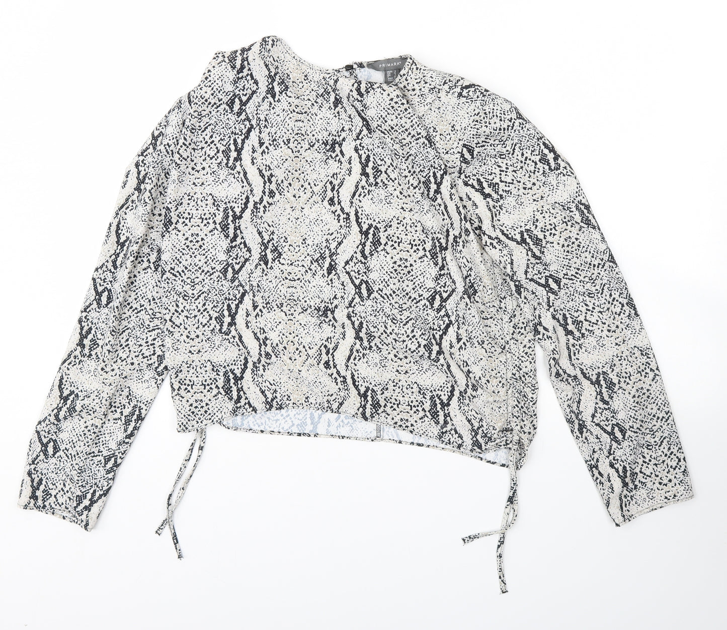 Primark Womens White Animal Print  Basic Blouse Size 8  - Shoulder Pads