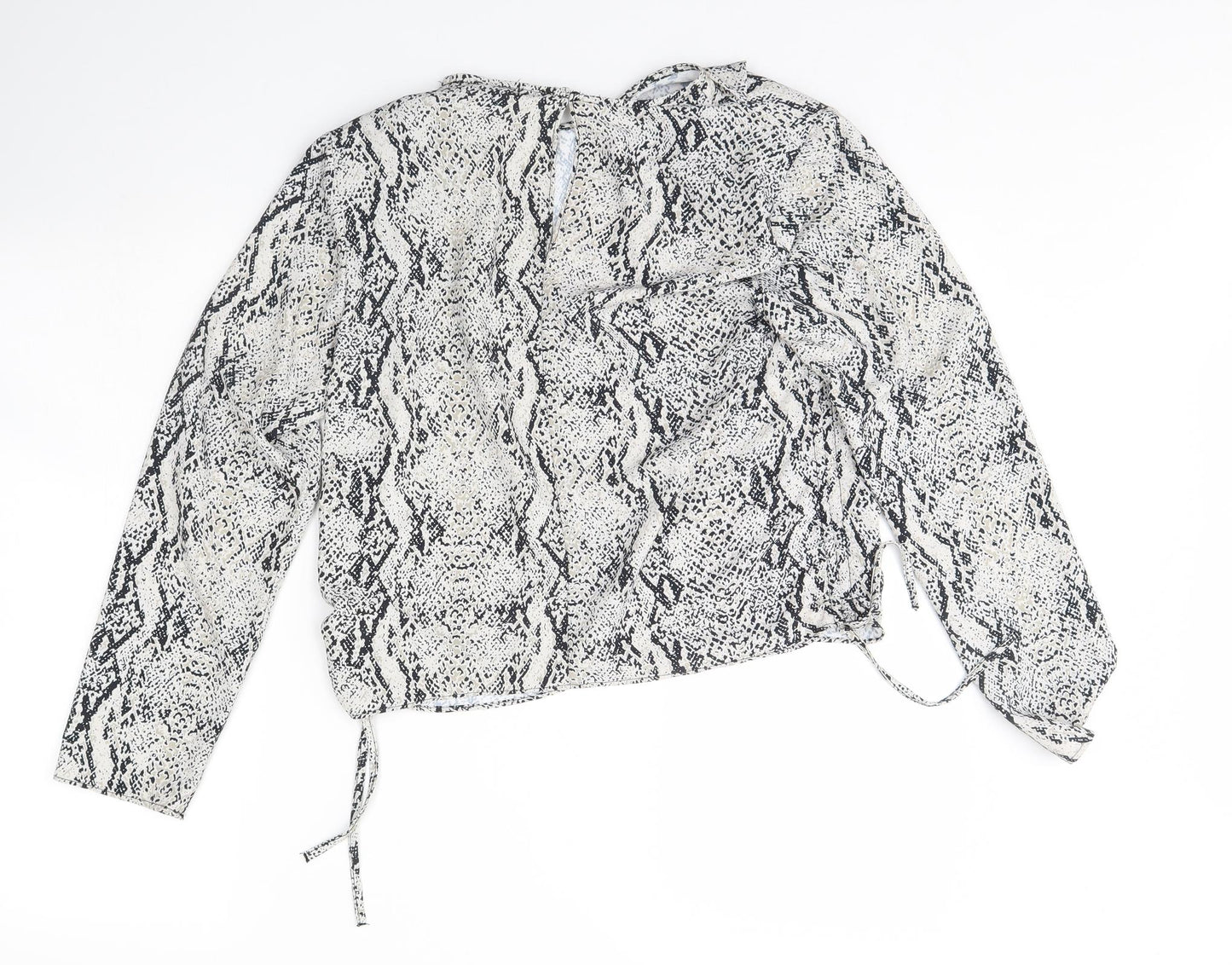 Primark Womens White Animal Print  Basic Blouse Size 8  - Shoulder Pads