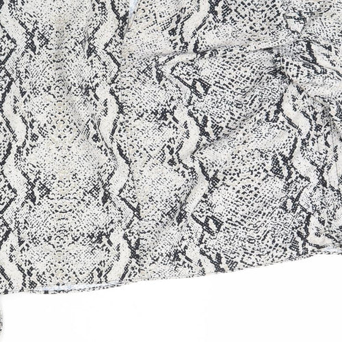 Primark Womens White Animal Print  Basic Blouse Size 8  - Shoulder Pads