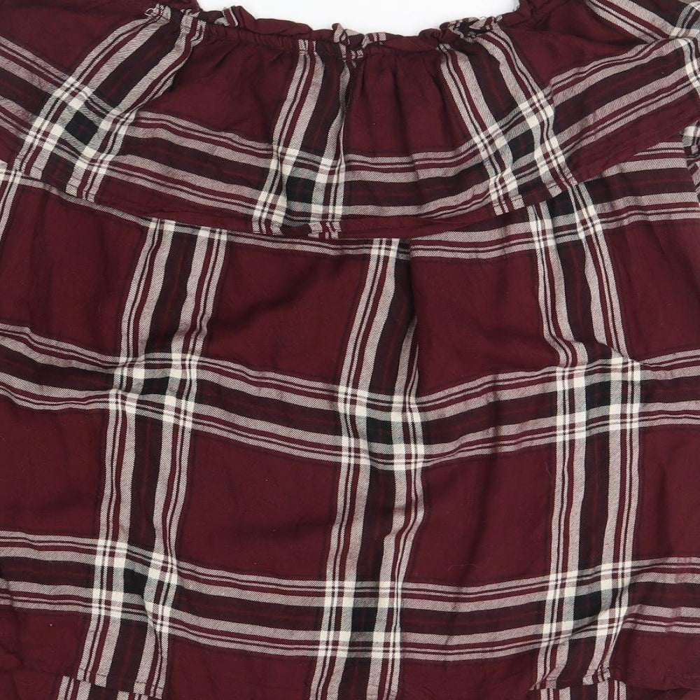 New Look Womens Purple Check  Basic Blouse Size 10