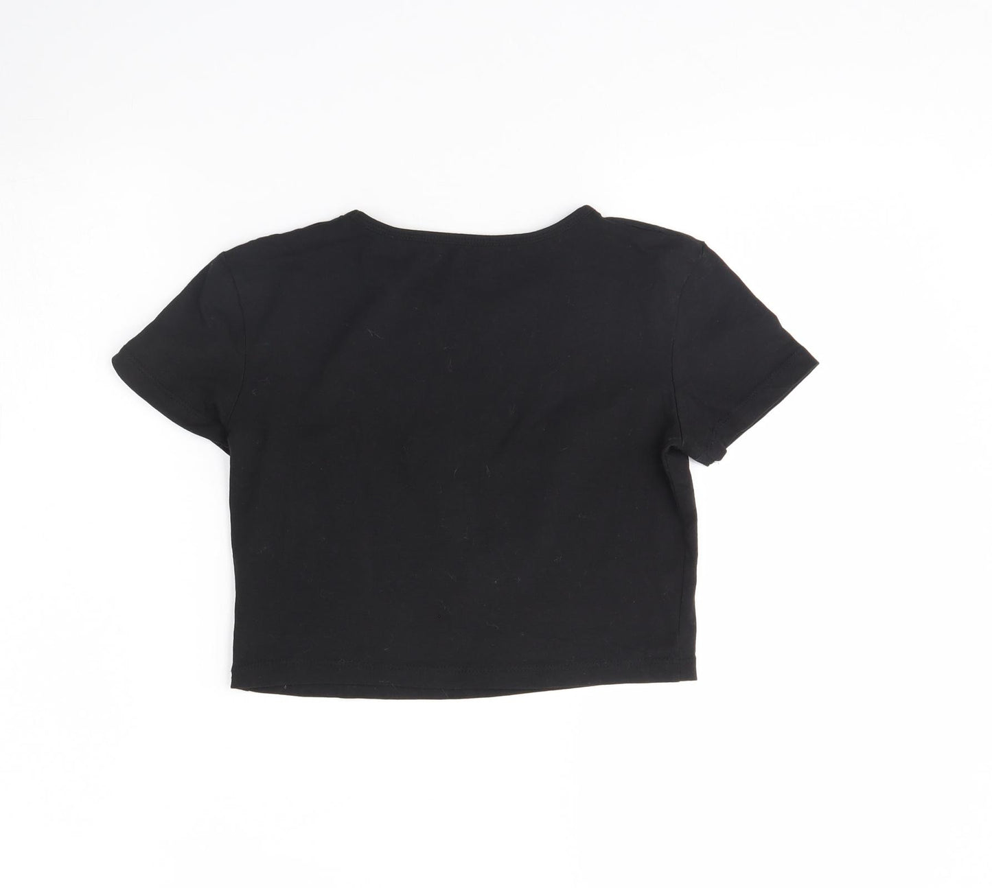 yd Girls Black   Cropped T-Shirt Size 11 Years