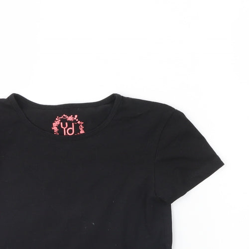 yd Girls Black   Cropped T-Shirt Size 11 Years