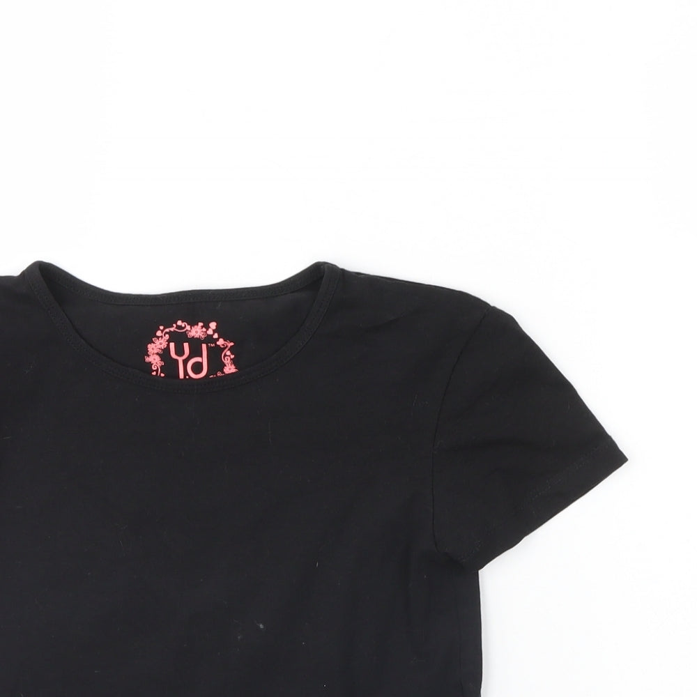yd Girls Black   Cropped T-Shirt Size 11 Years