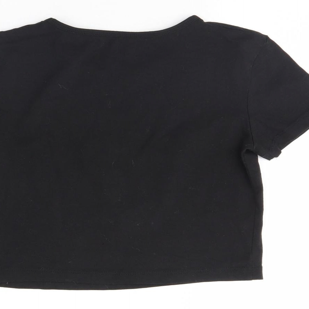 yd Girls Black   Cropped T-Shirt Size 11 Years