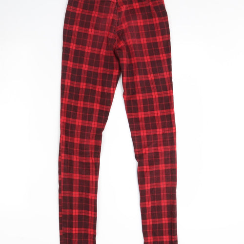 Internacionale Womens Red Plaid Denim Skinny Jeans Size 6 L29 in