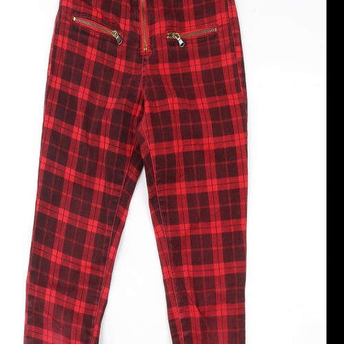 Internacionale Womens Red Plaid Denim Skinny Jeans Size 6 L29 in