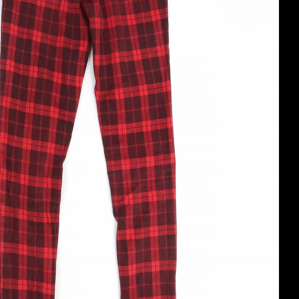 Internacionale Womens Red Plaid Denim Skinny Jeans Size 6 L29 in