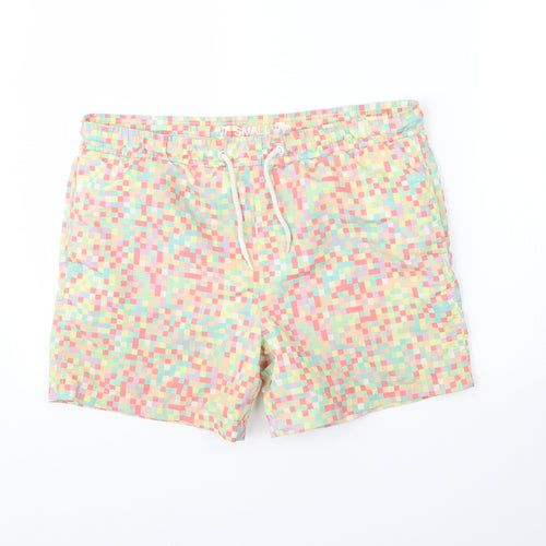 Preworn Mens Yellow Geometric  Sweat Shorts Size S - Swimming