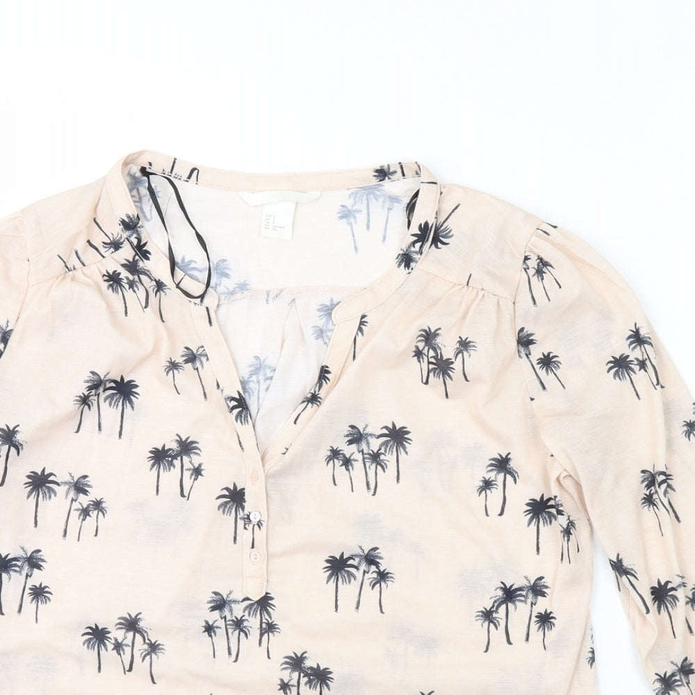 H&M Womens Beige Floral  Basic Blouse Size S