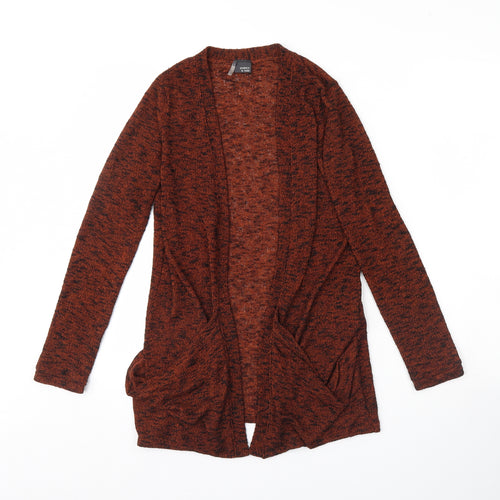 Sparkle & Fade Womens Orange Herringbone  Cardigan Jumper Size S