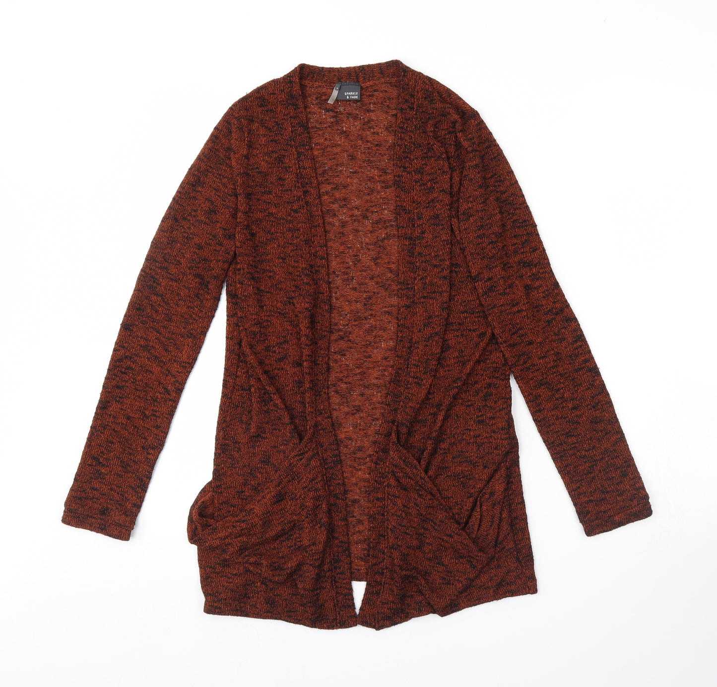 Sparkle & Fade Womens Orange Herringbone  Cardigan Jumper Size S