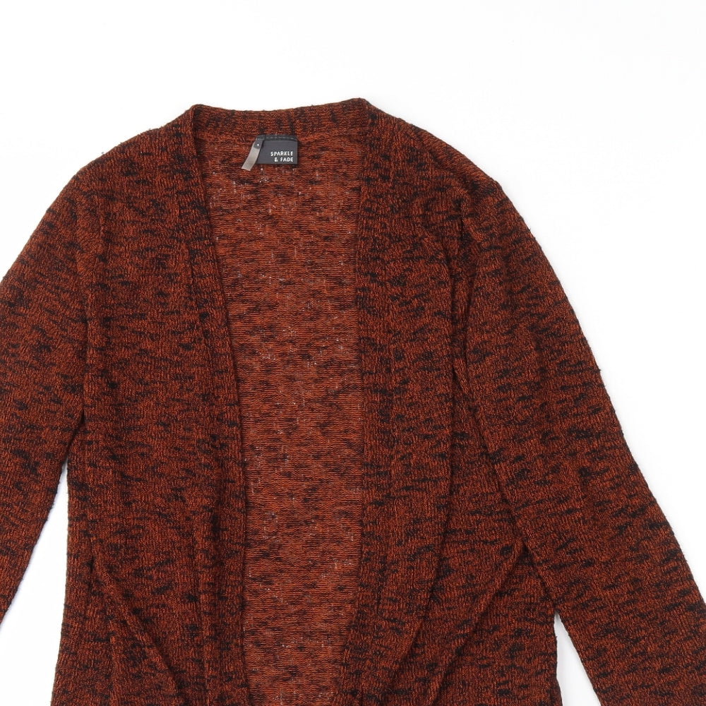 Sparkle & Fade Womens Orange Herringbone  Cardigan Jumper Size S