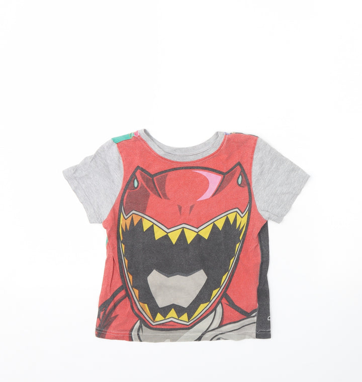 George Boys Grey   Basic T-Shirt Size 4 Years  - power rangers