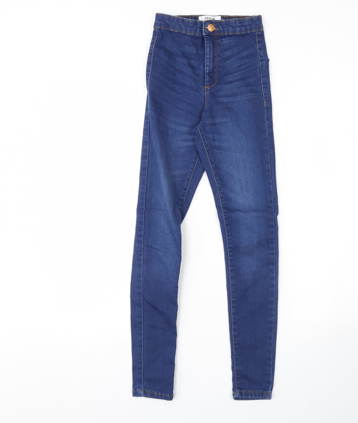 Miss Selfridge Womens Blue  Denim Skinny Jeans Size 4 L28 in