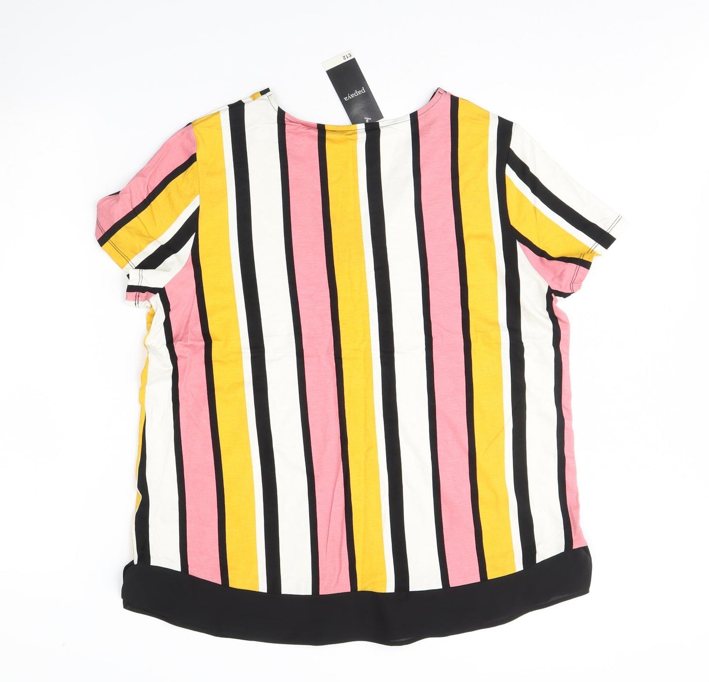 Papaya Womens Yellow Striped  Basic Blouse Size 16