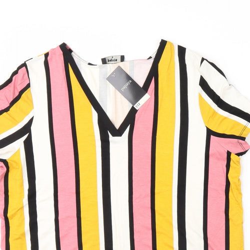 Papaya Womens Yellow Striped  Basic Blouse Size 16