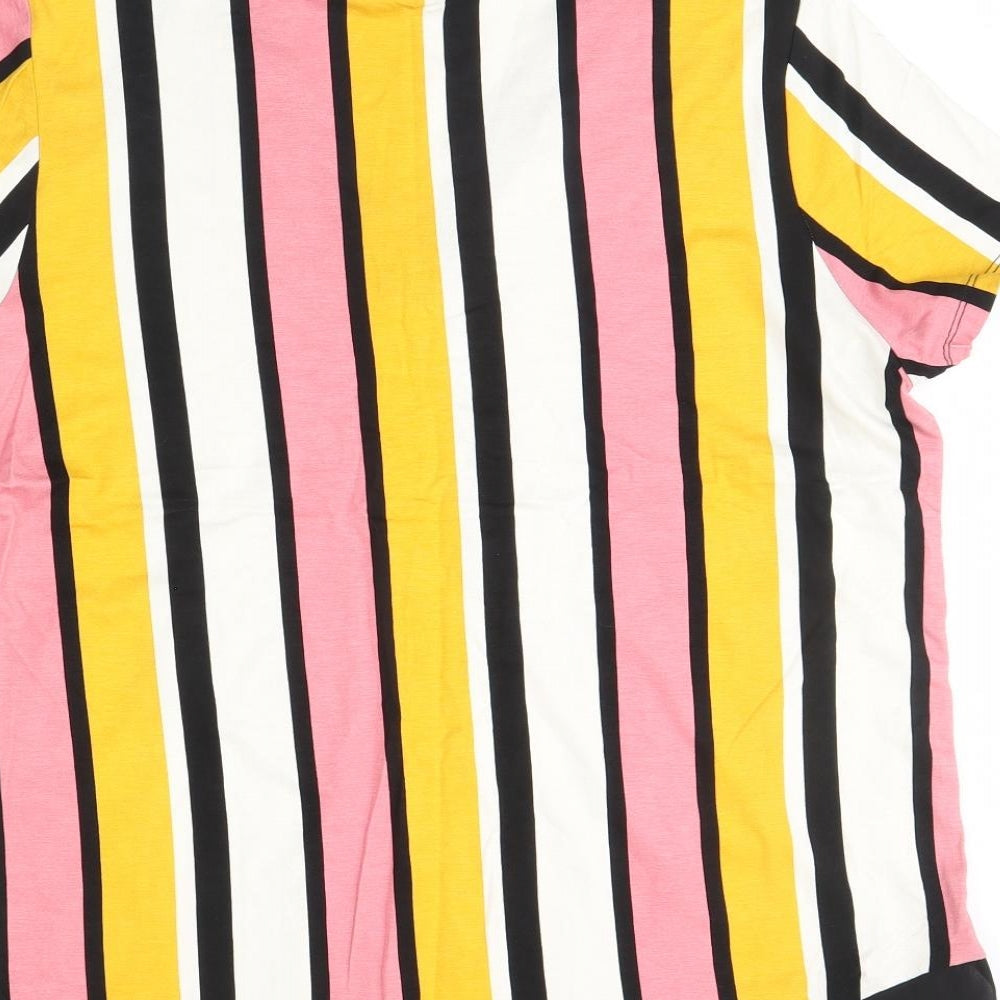 Papaya Womens Yellow Striped  Basic Blouse Size 16