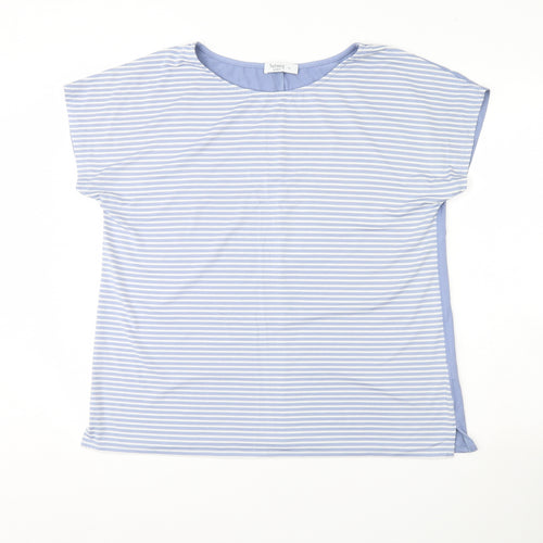 Nutmeg Womens Blue Striped  Basic Blouse Size 16