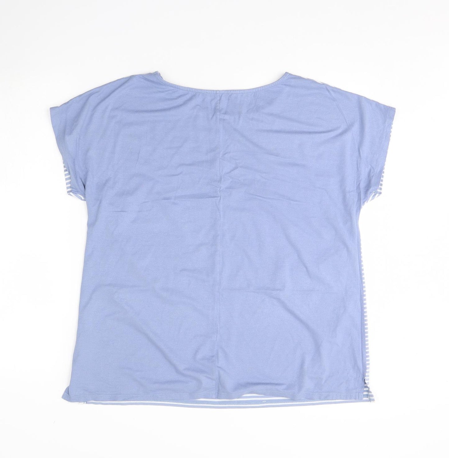 Nutmeg Womens Blue Striped  Basic Blouse Size 16
