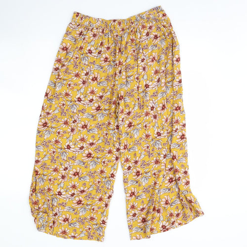 American eagle Womens Yellow Floral  Trousers  Size M L21 in