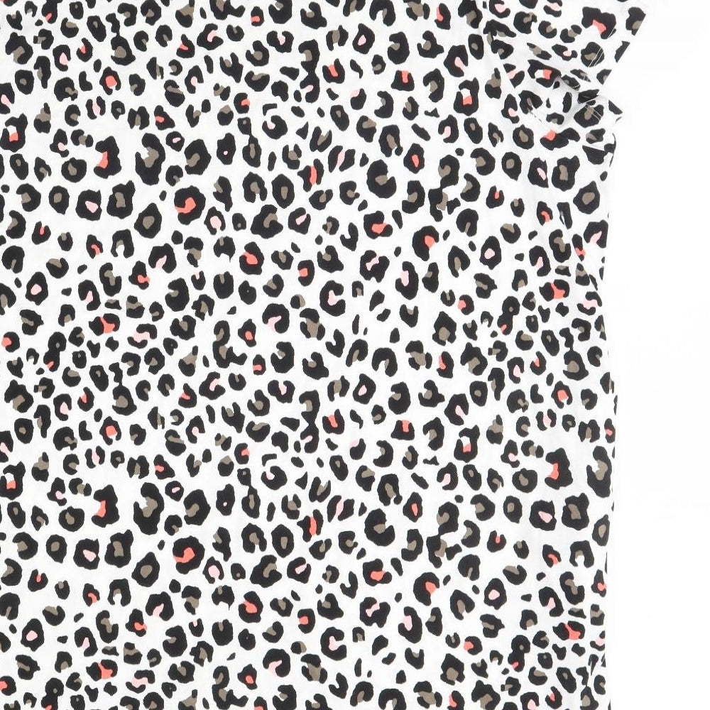 m&S Womens White Animal Print  Basic T-Shirt Size 24