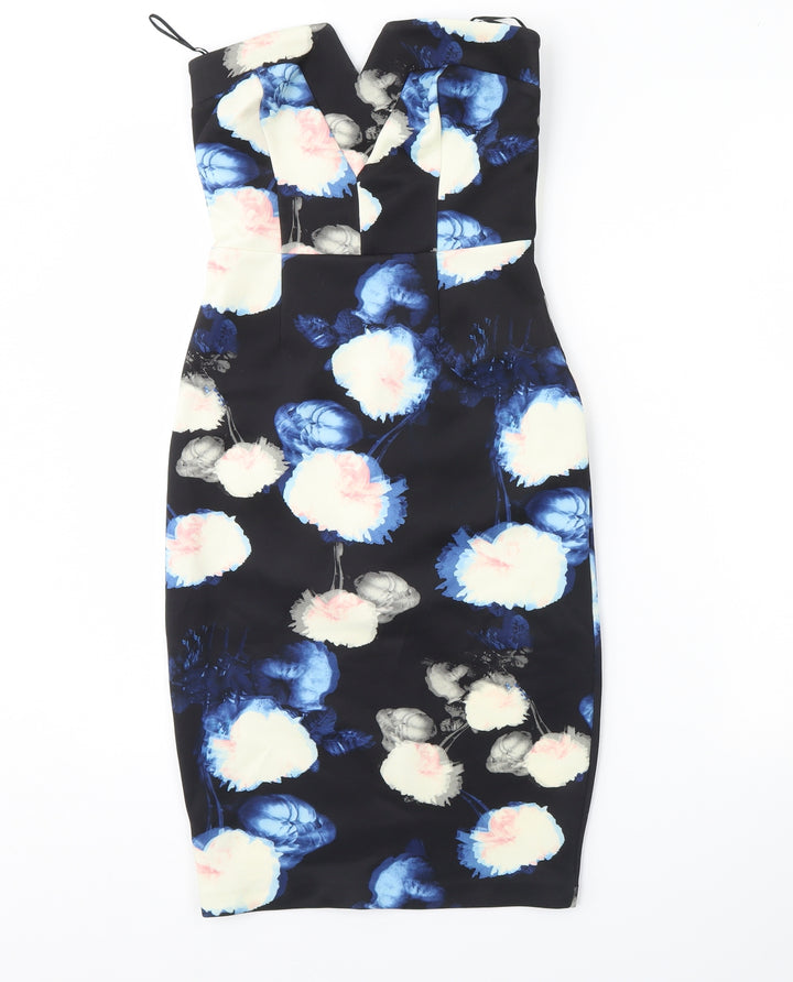 River Island Womens Black Floral Bodycon Size 8