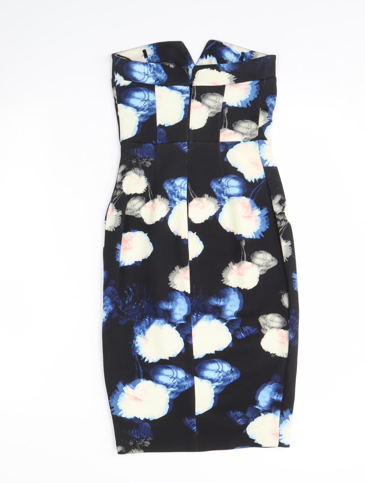 River Island Womens Black Floral  Bodycon  Size 8