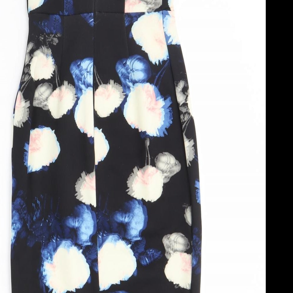 River Island Womens Black Floral  Bodycon  Size 8