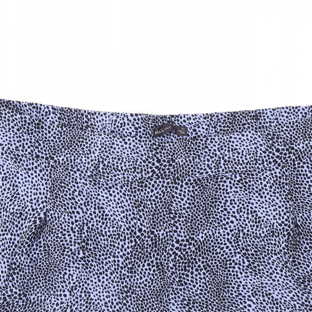 M&S Womens Blue Polka Dot  Cut-Off Shorts Size 24