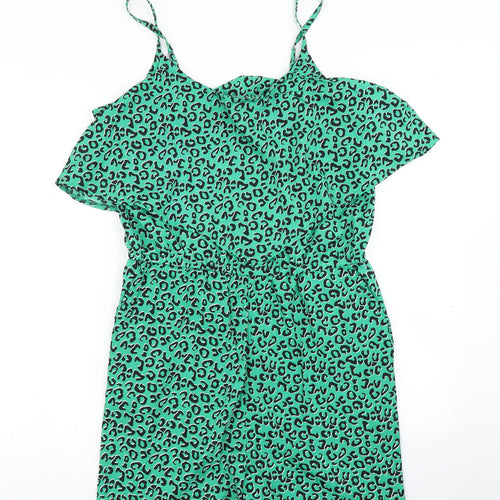 Pep & Co Womens Green Animal Print  Playsuit One-Piece Size 14