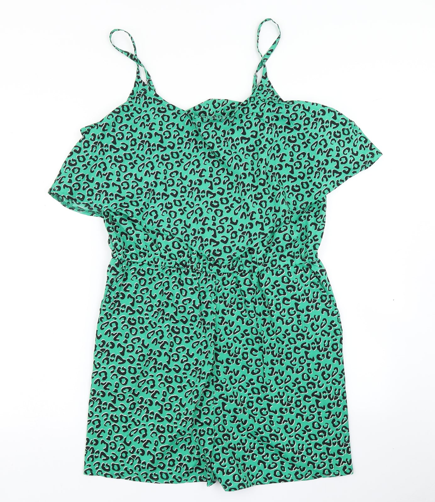 Pep & Co Womens Green Animal Print  Playsuit One-Piece Size 14