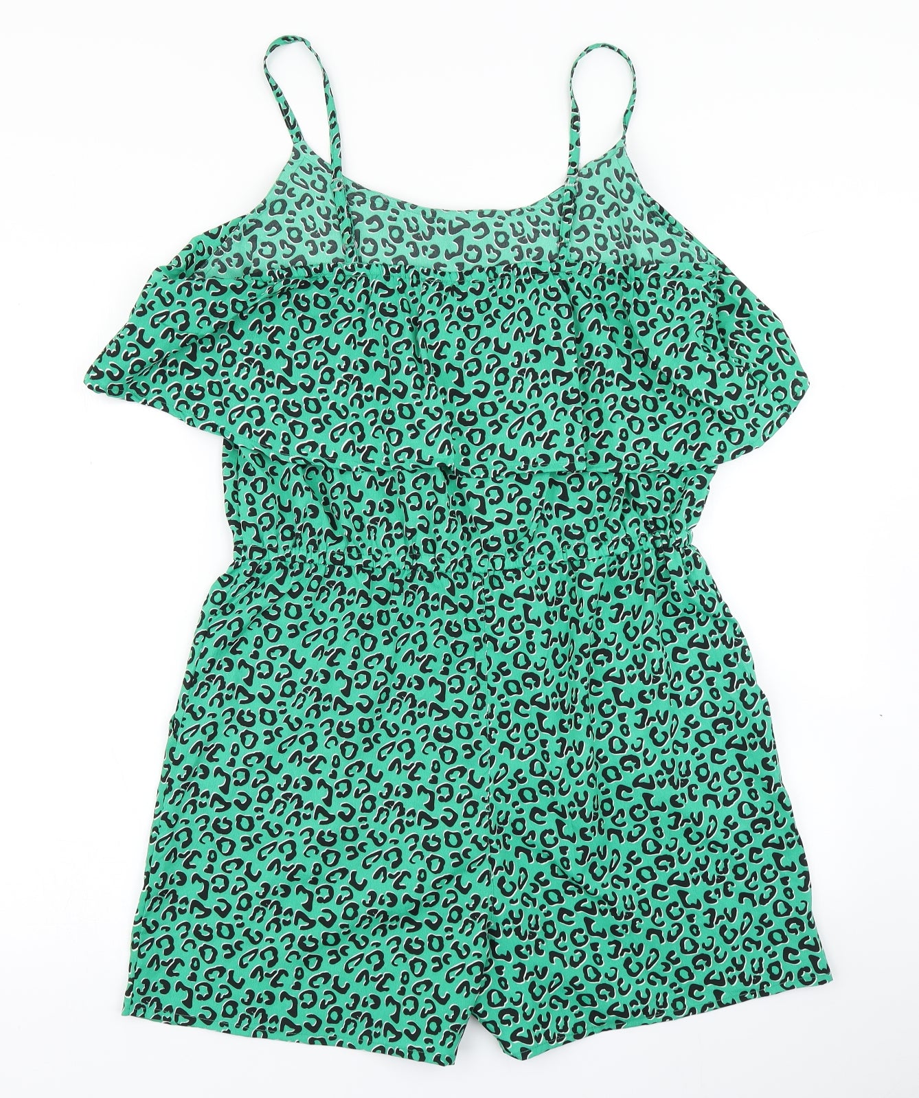 Pep & Co Womens Green Animal Print  Playsuit One-Piece Size 14
