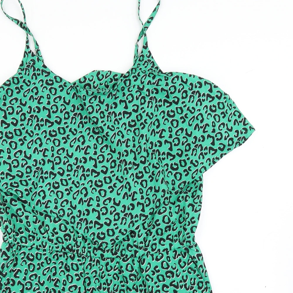 Pep & Co Womens Green Animal Print  Playsuit One-Piece Size 14