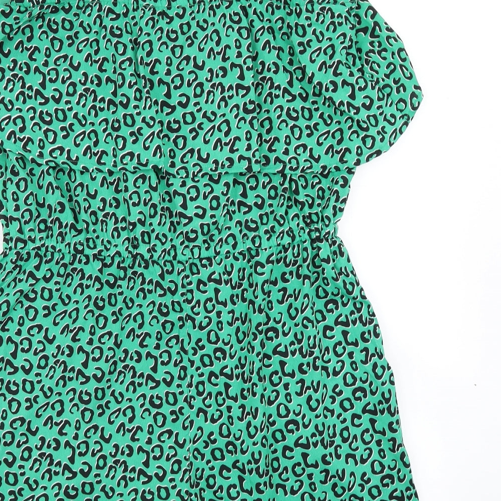 Pep & Co Womens Green Animal Print  Playsuit One-Piece Size 14