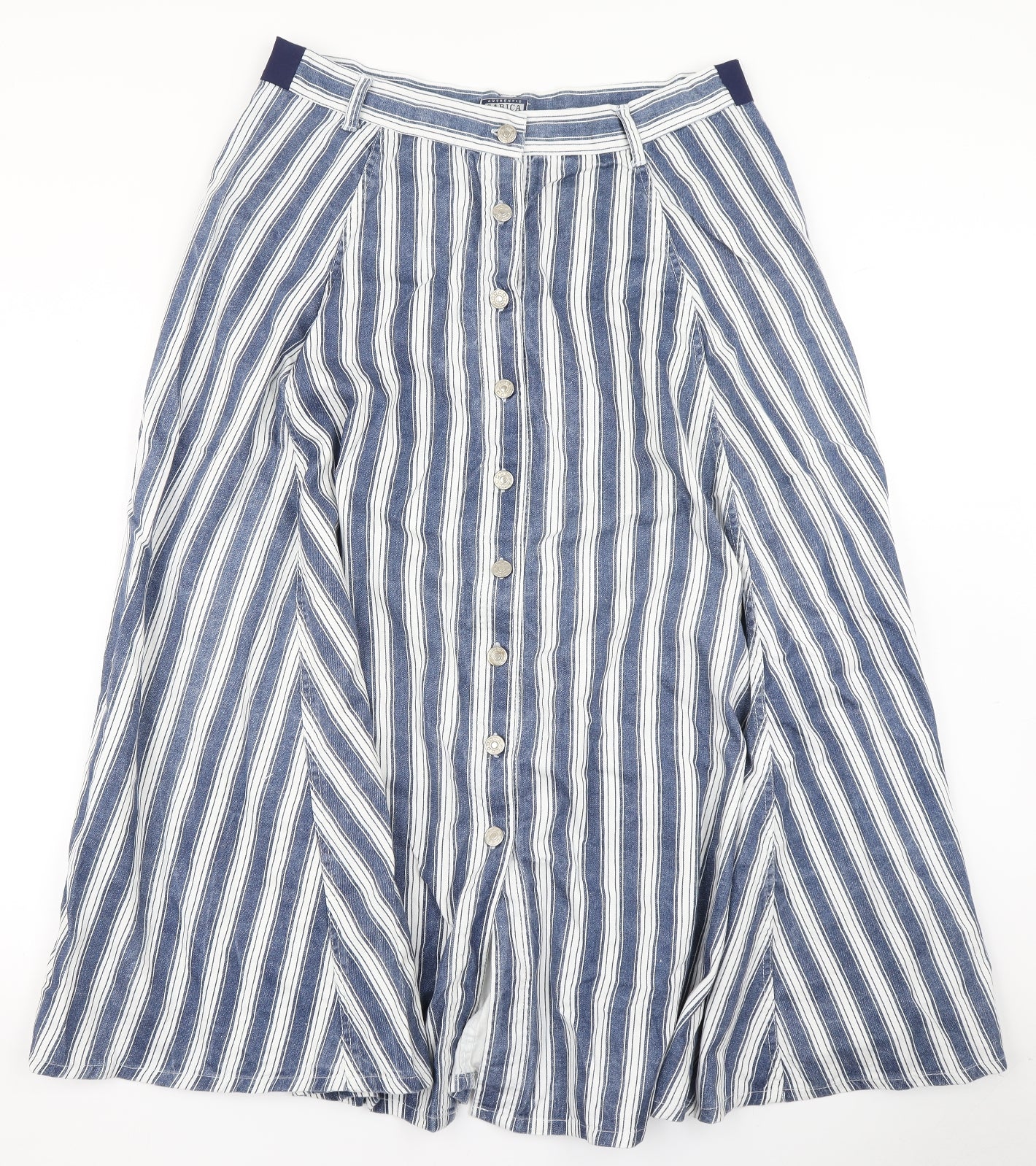 Sabica Womens Blue Striped Denim Flare Skirt Size 16