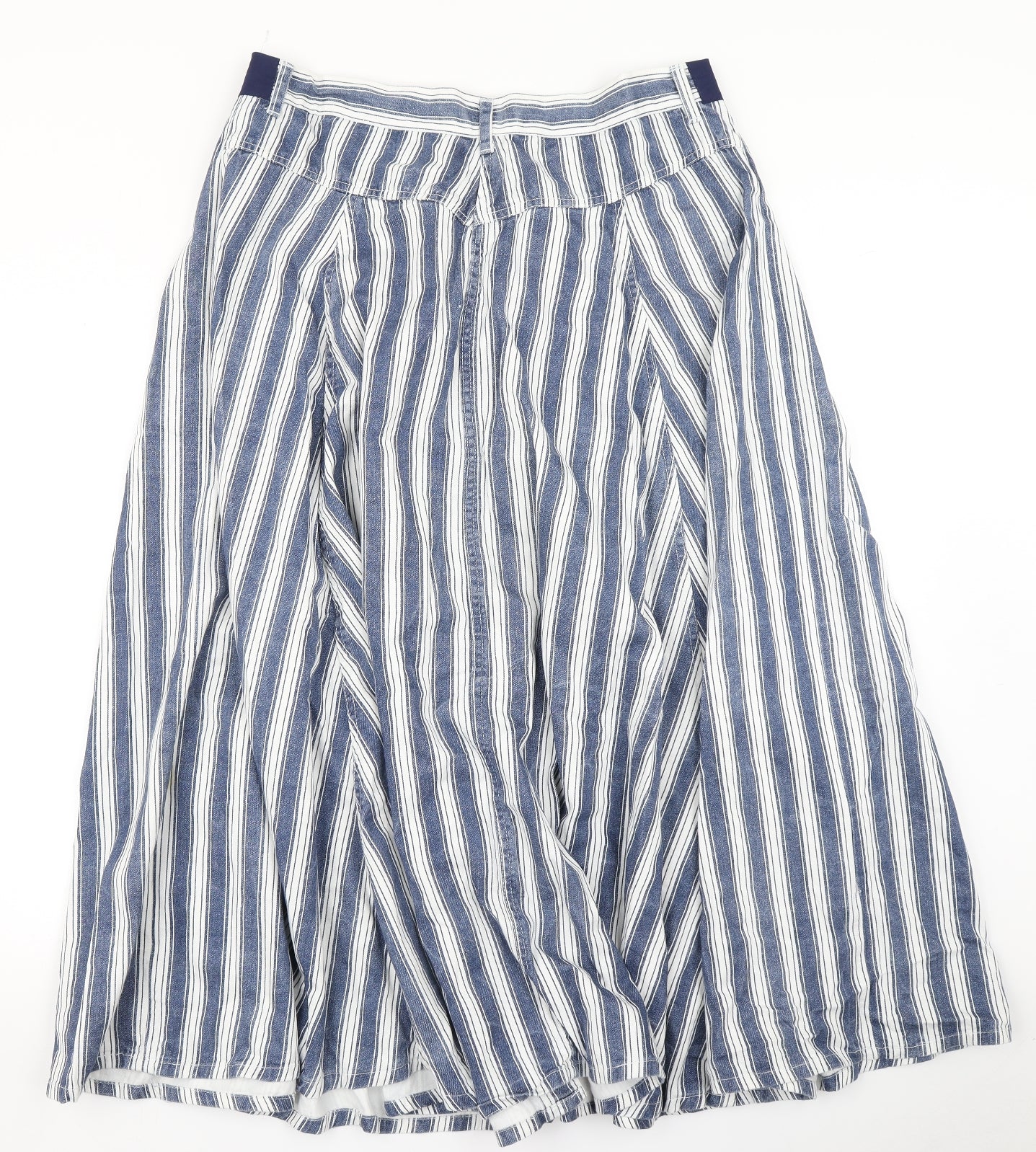 Sabica Womens Blue Striped Denim Flare Skirt Size 16