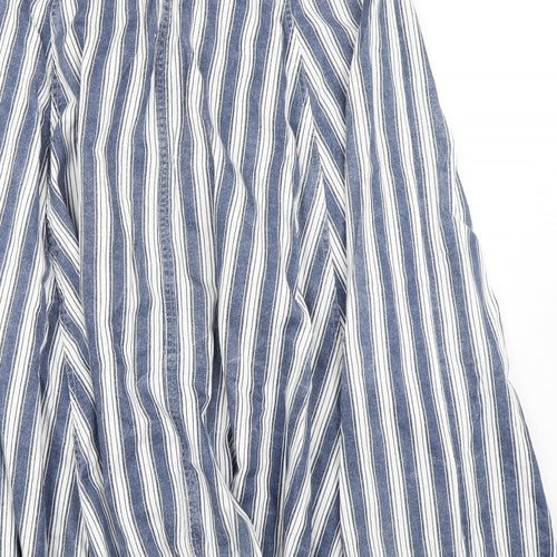 Sabica Womens Blue Striped Denim Flare Skirt Size 16