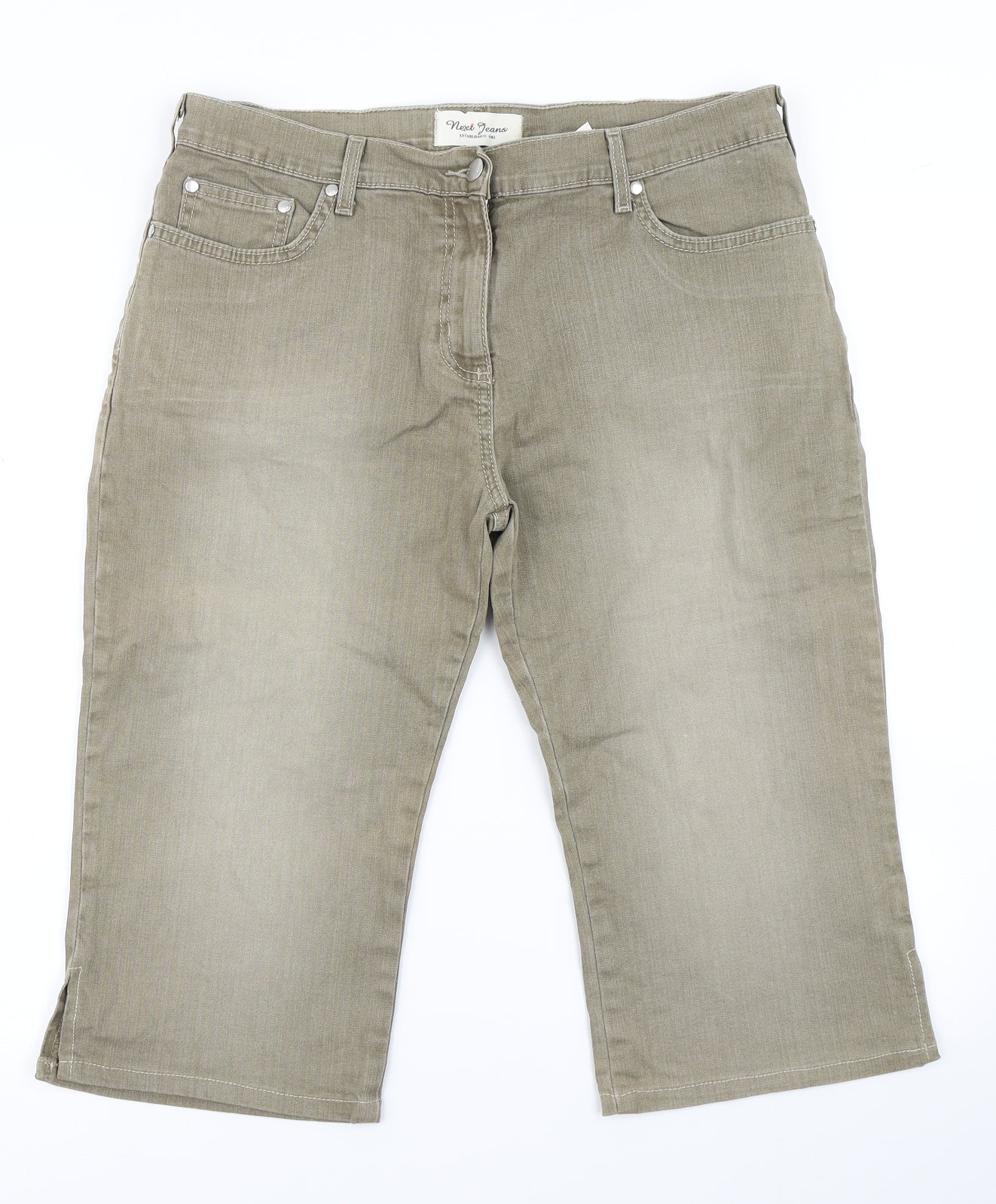 NEXT Womens Green  Denim Cut-Off Shorts Size 16