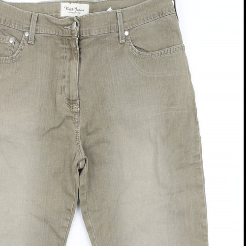 NEXT Womens Green  Denim Cut-Off Shorts Size 16