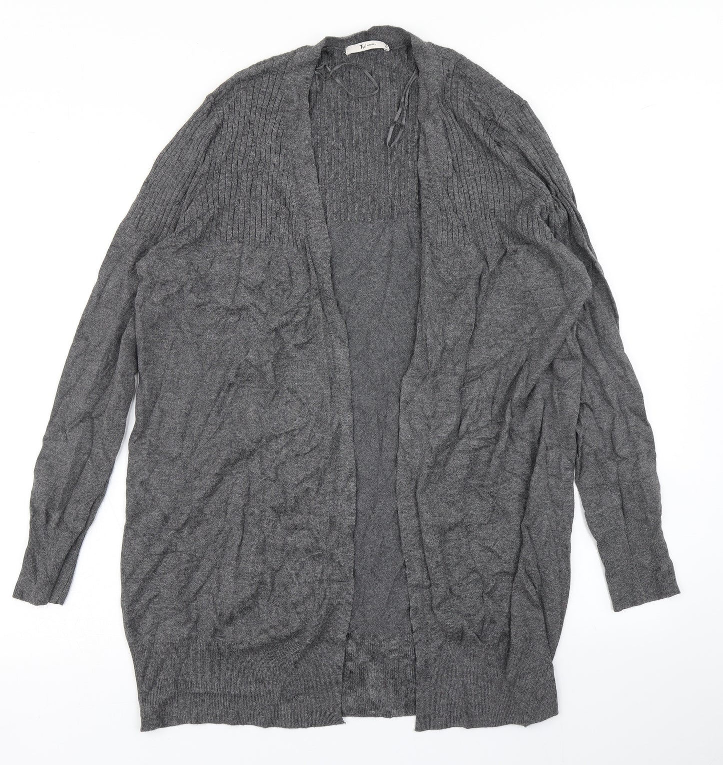 TU Womens Grey  Knit Cardigan Jumper Size 14