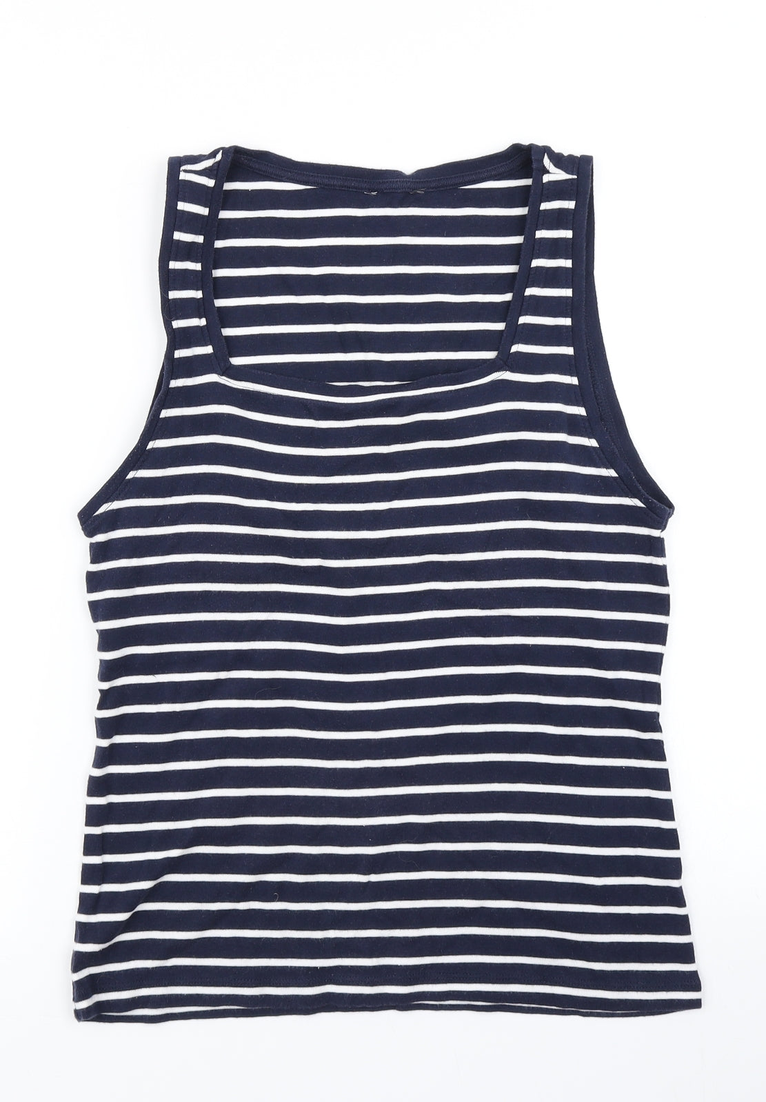 M&Co Womens Blue Striped  Basic Tank Size 12