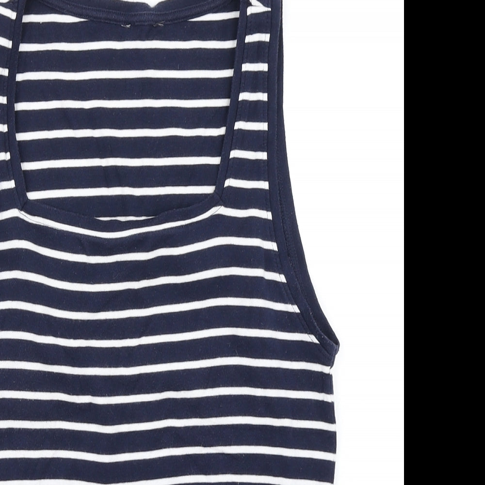 M&Co Womens Blue Striped  Basic Tank Size 12