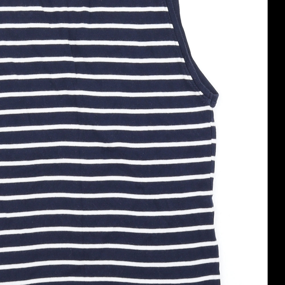 M&Co Womens Blue Striped  Basic Tank Size 12