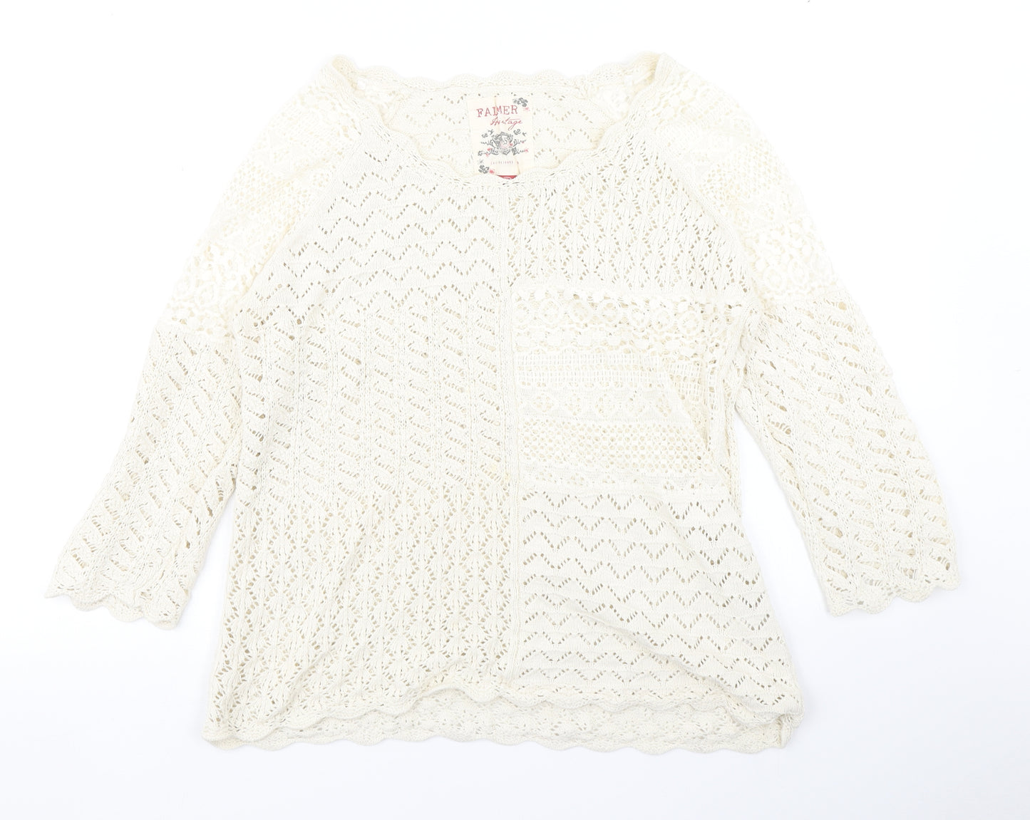 Falmer Womens Ivory  Knit Pullover Jumper Size 14