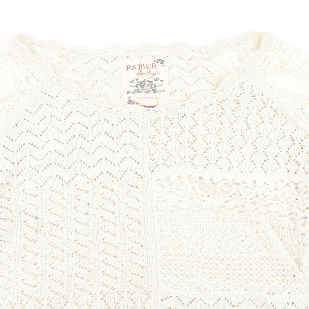Falmer Womens Ivory  Knit Pullover Jumper Size 14