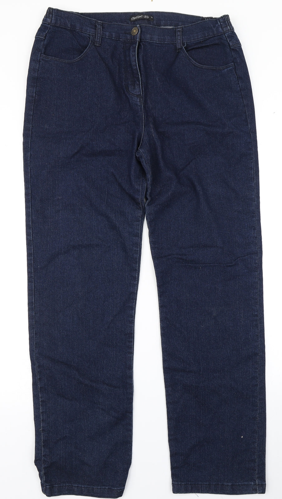 Preworn Womens Blue  Denim Straight Jeans Size 14 L29 in
