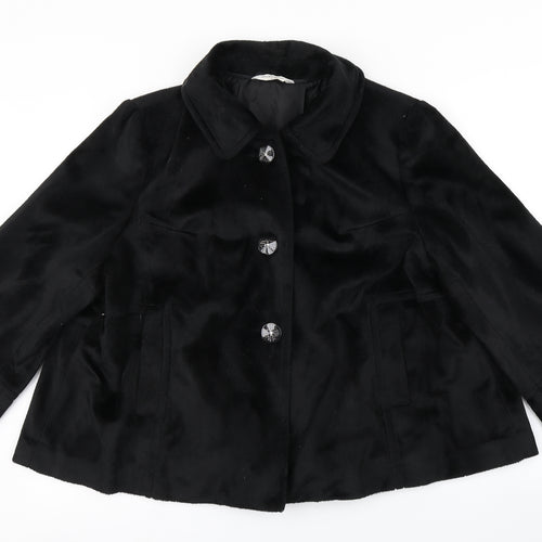 editions Womens Black   Overcoat Coat Size 16